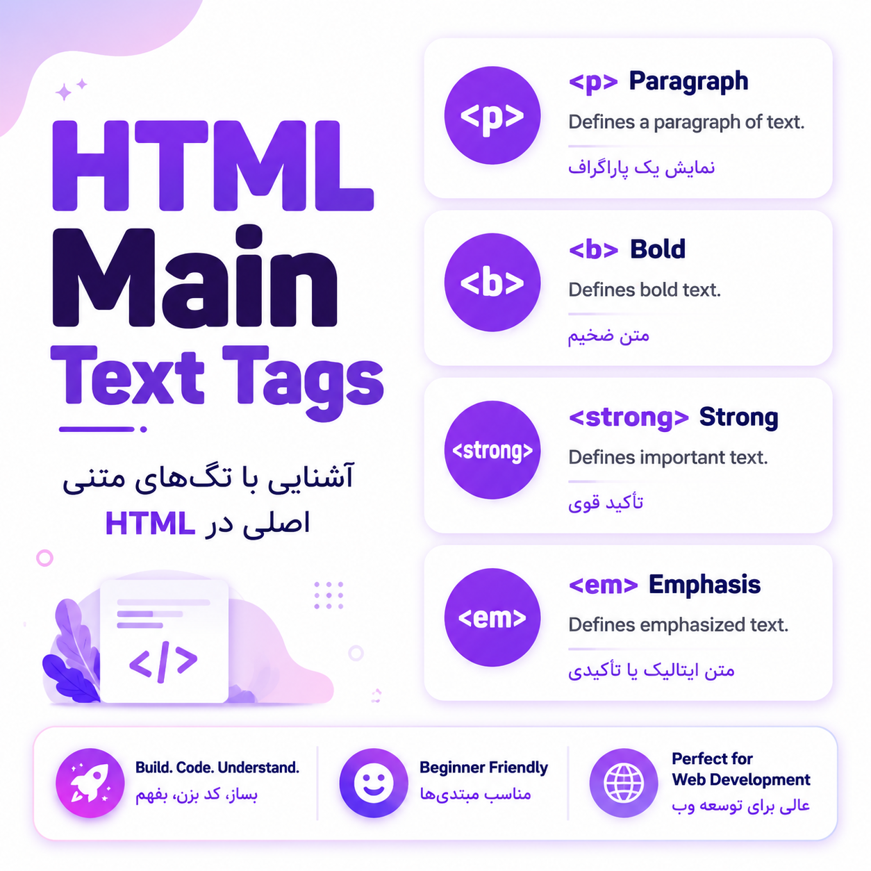 آشنایی با تگ های متنی html